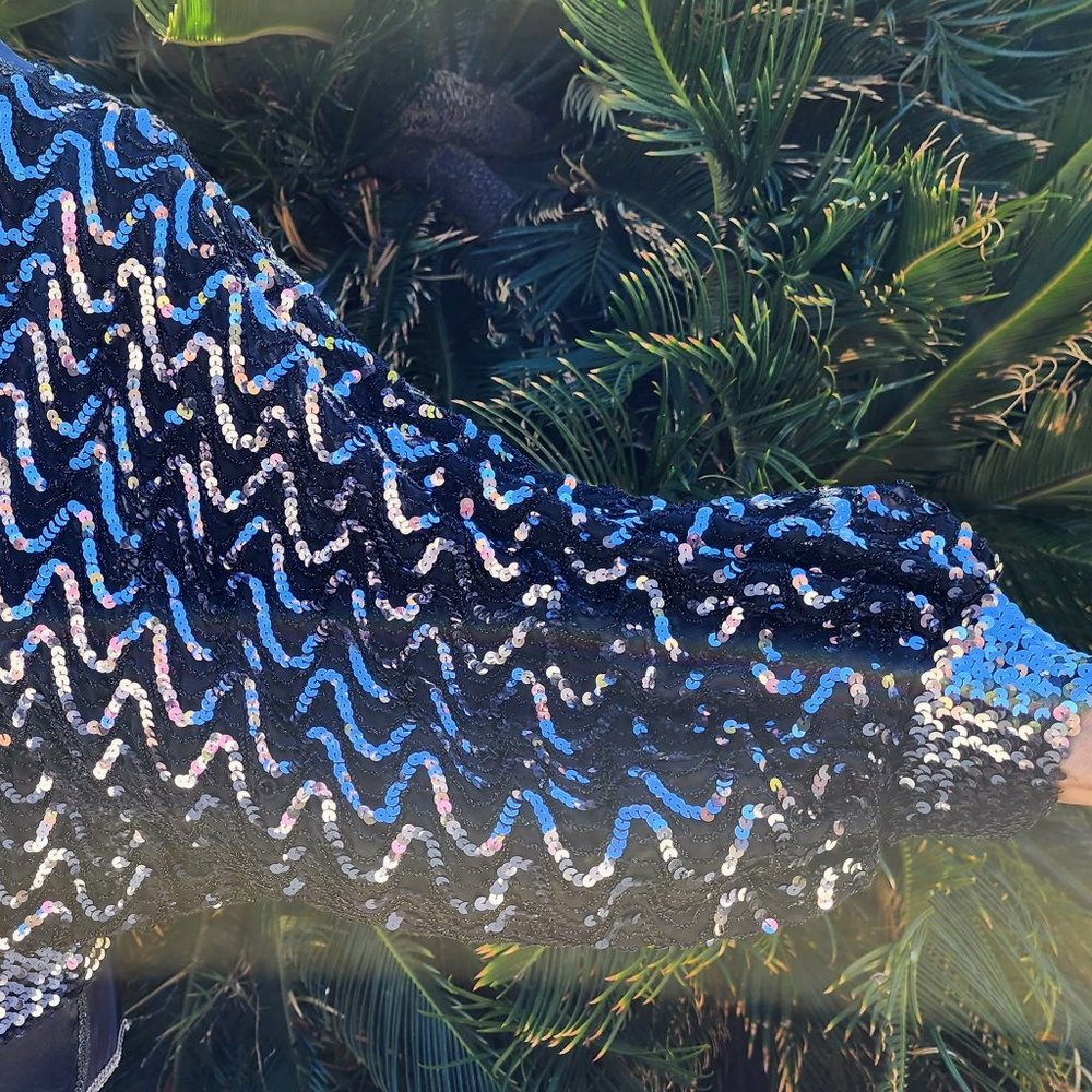 JEANETTE KASTENBERG 80's Blk Silver Sequin Blouse - Great Deal! - Picture 6 of 7